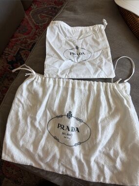 Prada White Logo Drawstring Dust Bags - Set of 2